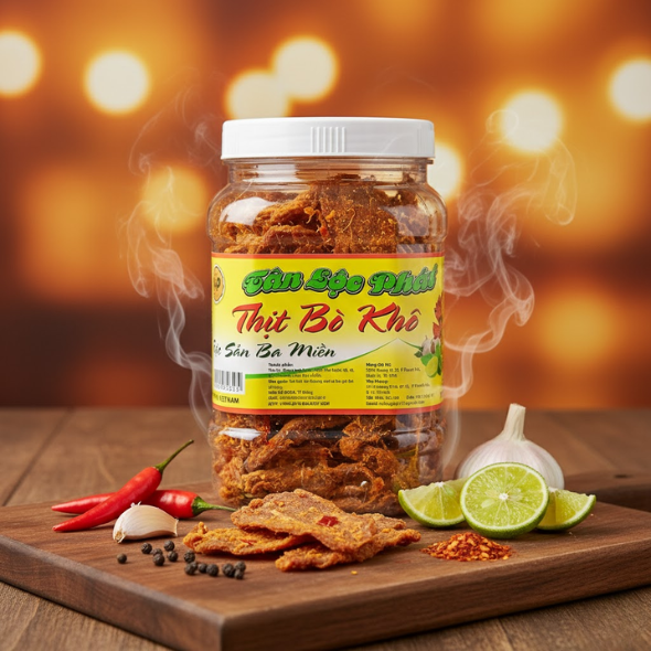 KHÔ BÒ MIẾNG HŨ 500G